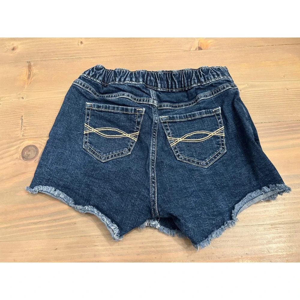 Kk5 Abercrombie Kids Girls Dark Wash Denim Skort Frayed Hem Sz 11/12 Wrap Front
